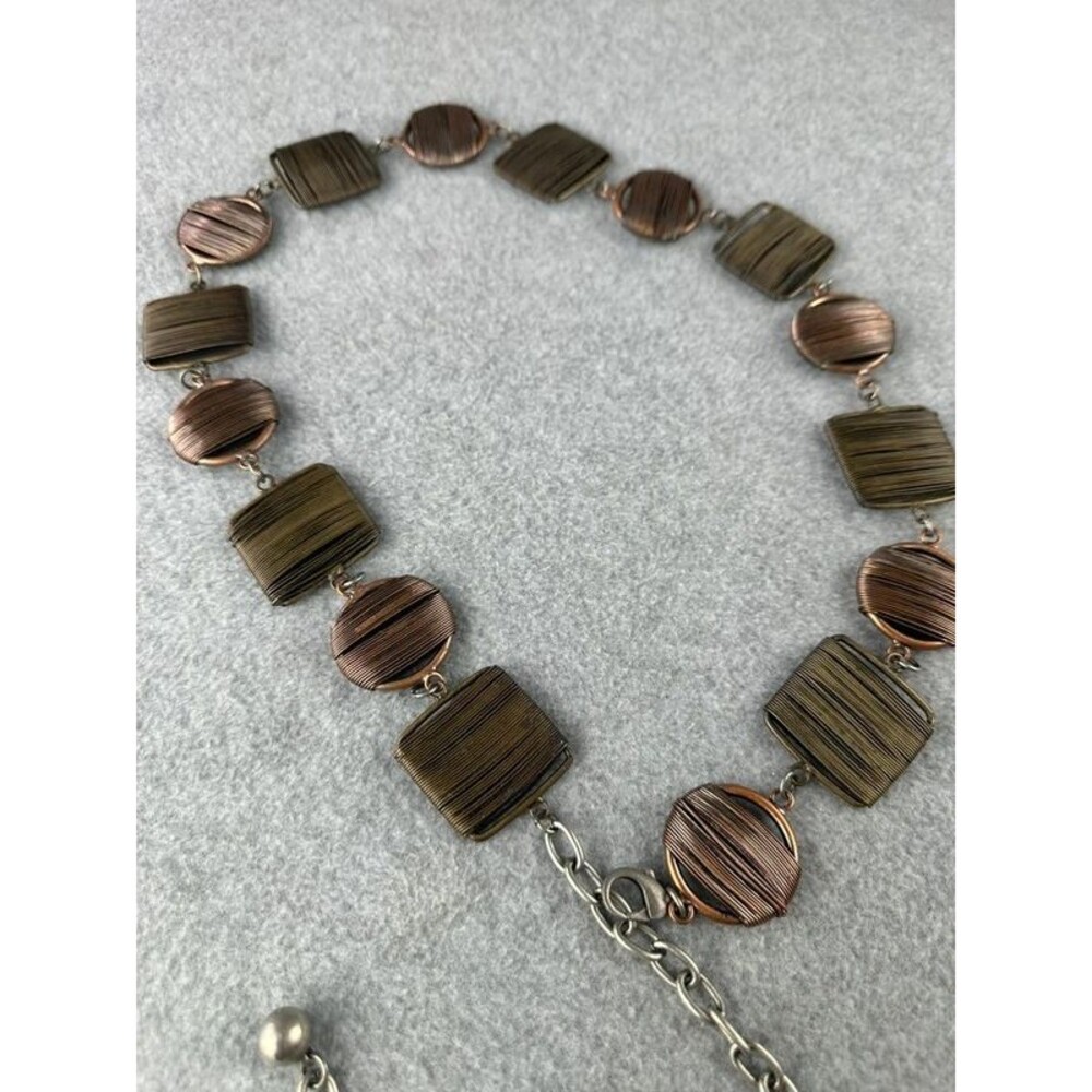Mixed Metal Wire Wrapped Geometric Link Chain Belt Boho